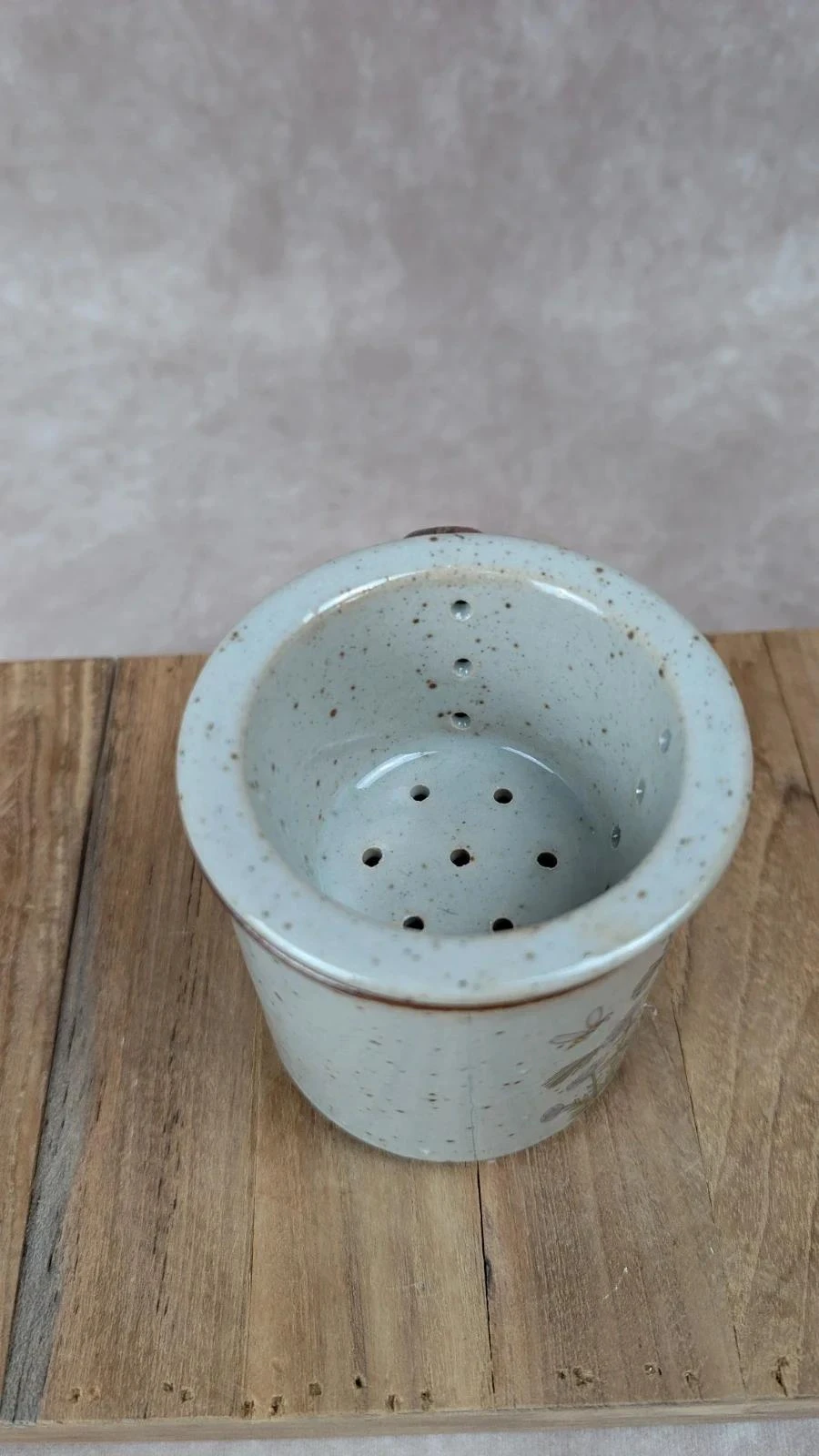 Tisanière vintage en grès avec filtre intégré – Motif fleuri 🌿💙 – photo 7